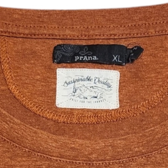 prAna Foundation Short Sleeve V-Neck Tee Rust Orange XLarge - Picture 7 of 9